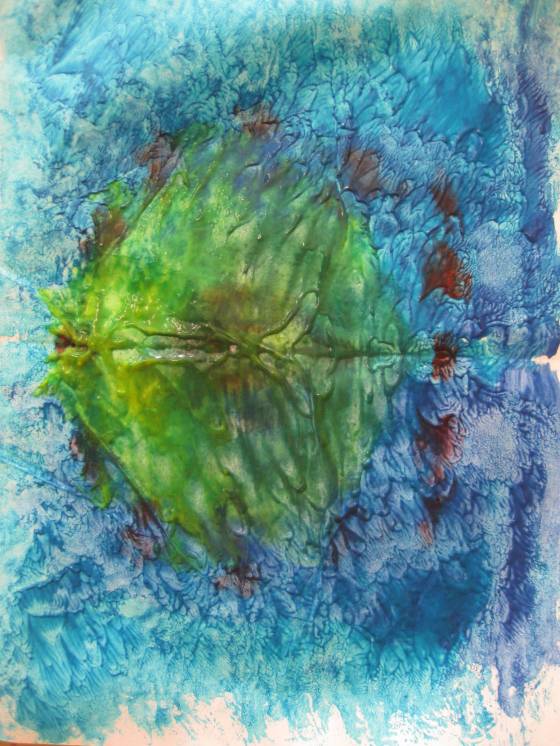 Great example of mixing colors by making a blot