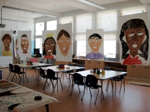 Giant self portraits in grade four