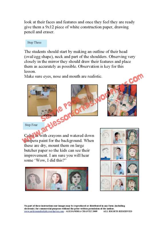 Progressive self-portrait lesson